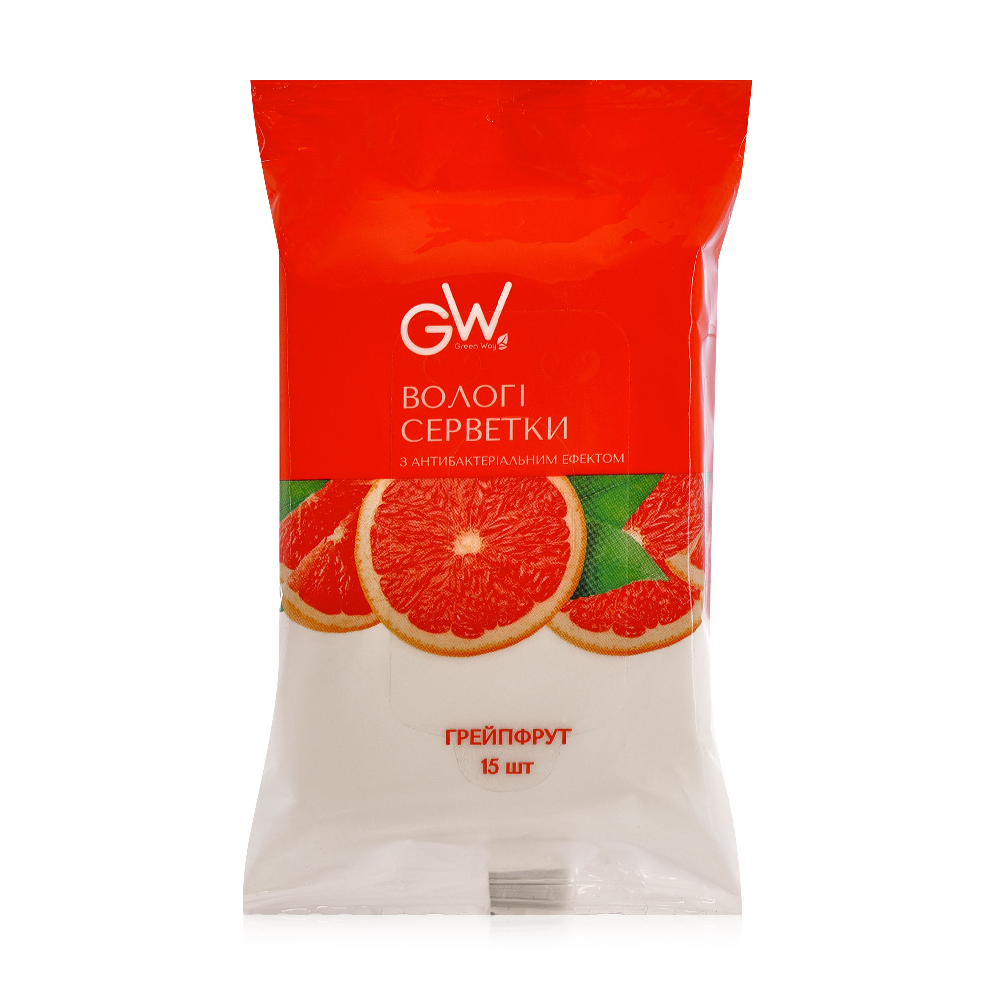

Вологі серветки Green Way ФітоЛінія з екстрактом грейпфрута, 15 шт