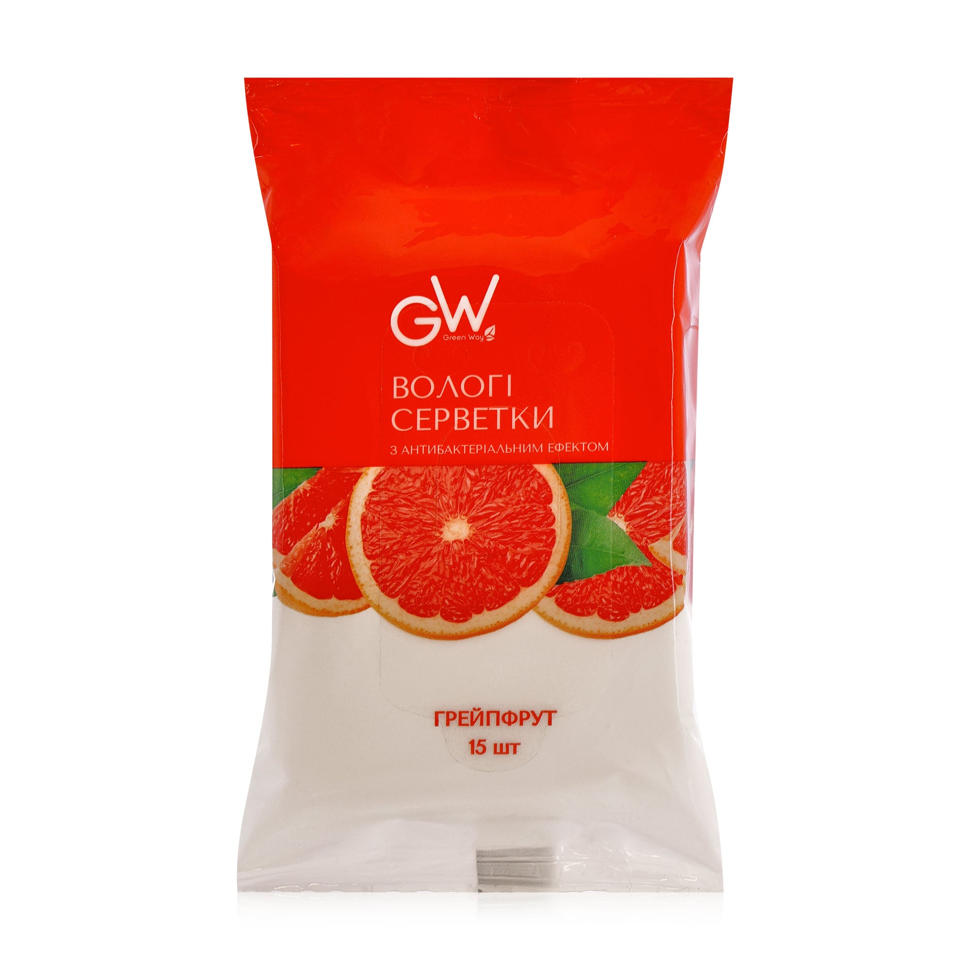 

Вологі серветки Green Way ФітоЛінія з екстрактом грейпфрута, 15 шт