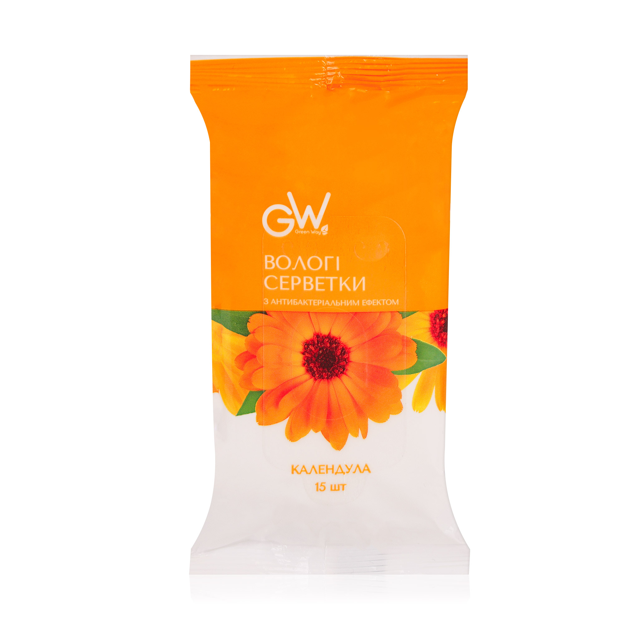 

Вологі серветки Green Way ФітоЛінія з екстрактом календули, 15 шт