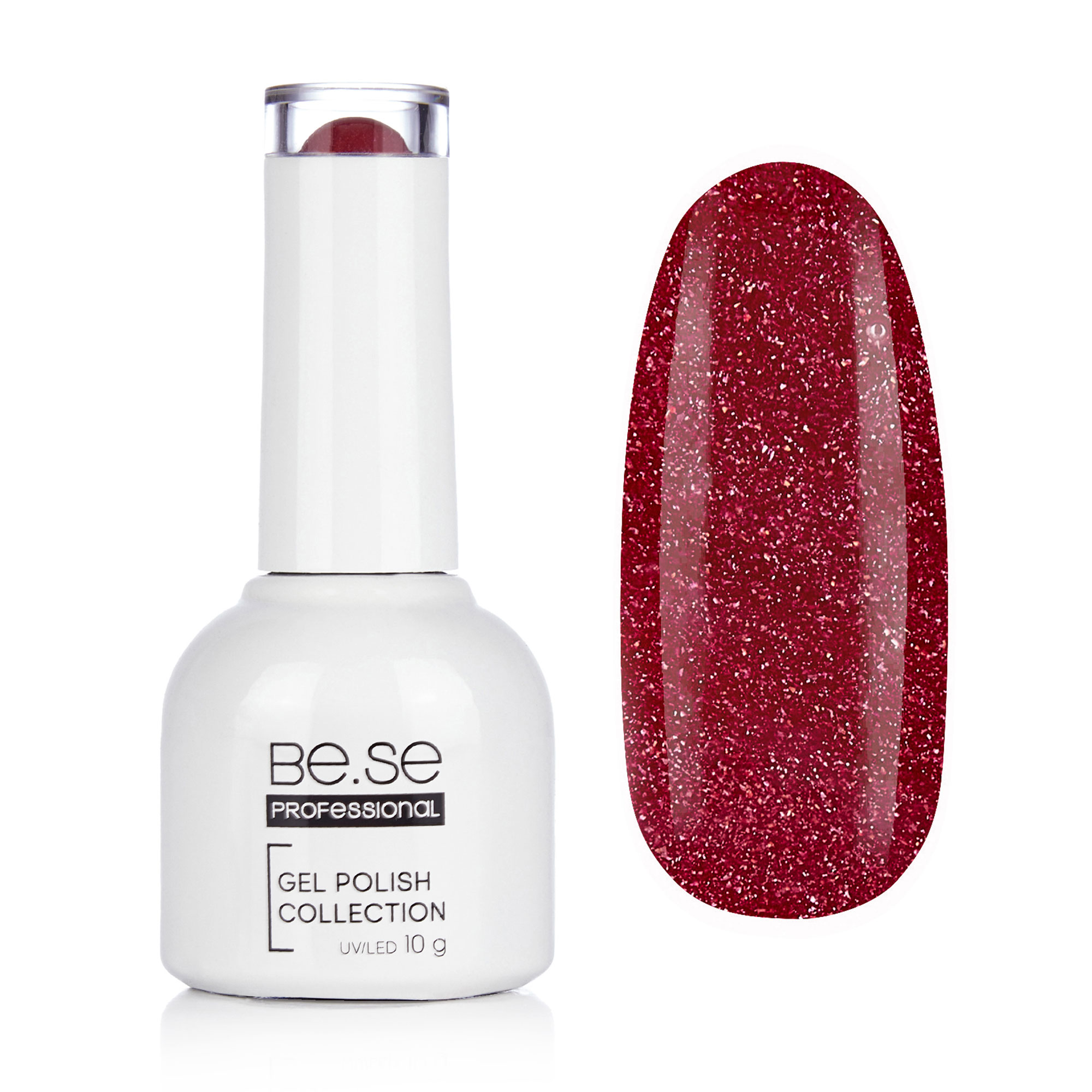 

Гель-лак для нігтів Be.Se Professional Gel Polish Collection Shimmer 24 Мікроблиск, червоний, 10 г