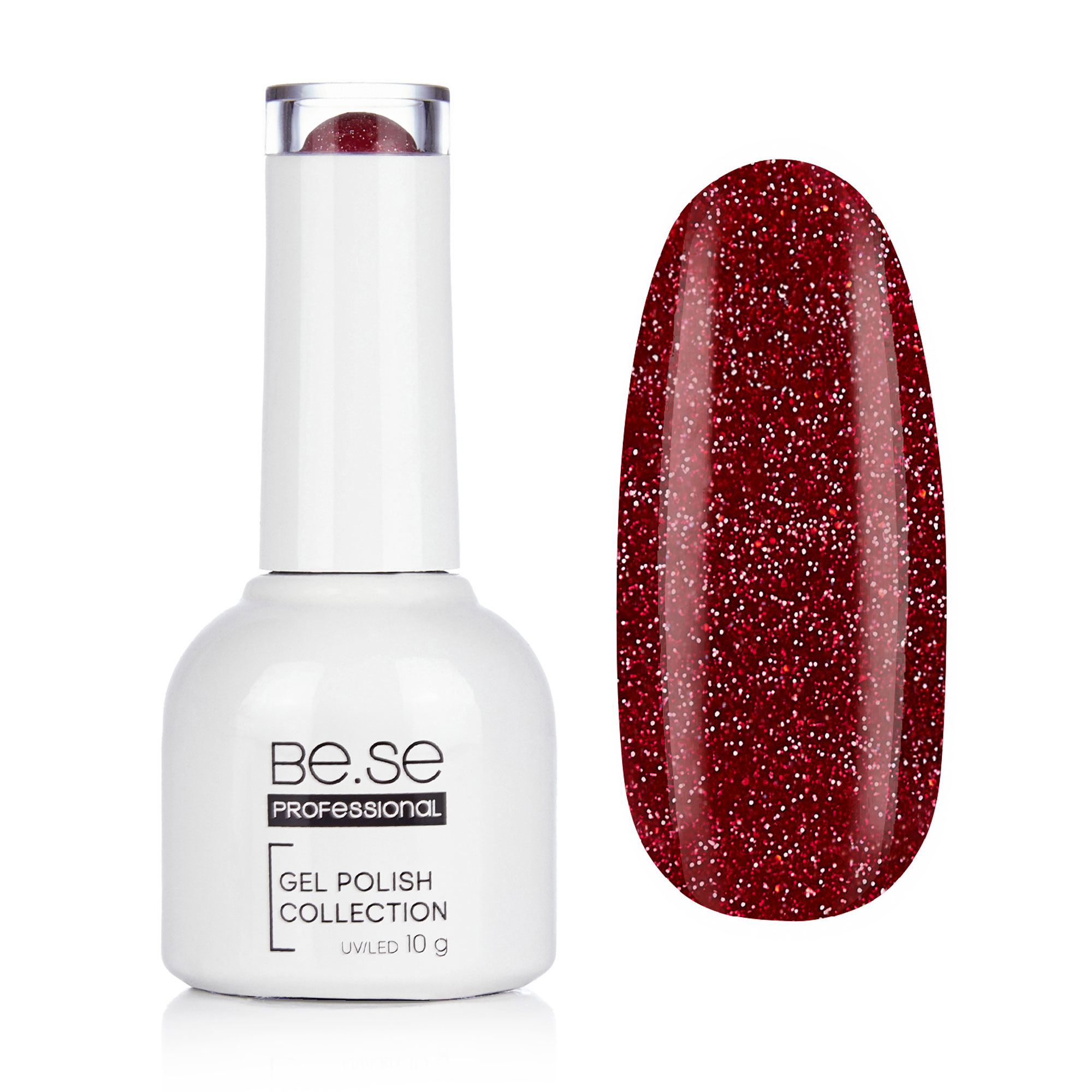 

Уцінка! Гель-лак для нігтів Be.Se Professional Gel Polish Collection Shimmer 27 Мікроблиск, темно-червоний, 10 г