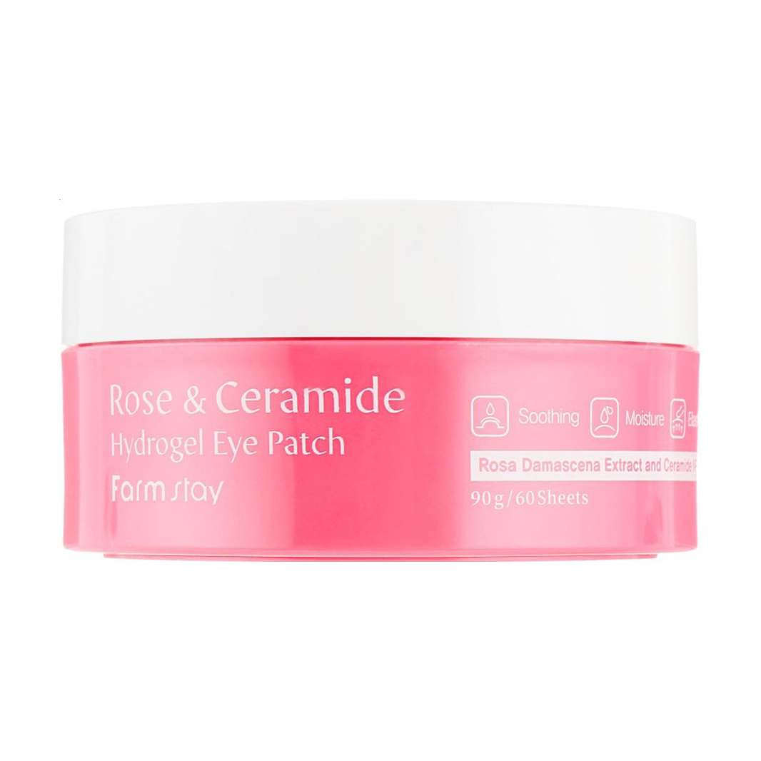 

Уцінка! Гідрогелеві патчі для шкіри навколо очей FarmStay Rose & Ceramide Hydrogel Eye Patch з керамідами та трояндою, 60 шт