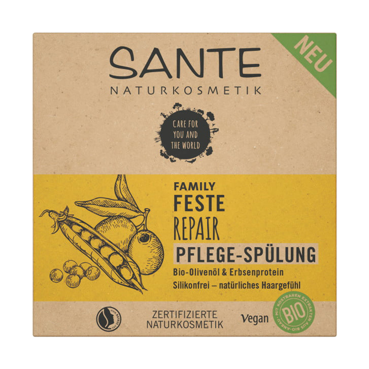 

Регенерувальний твердий біокондиціонер для всієї родини Sante Family Repair Nourishing Conditioner для посіченого волосся, 60 г