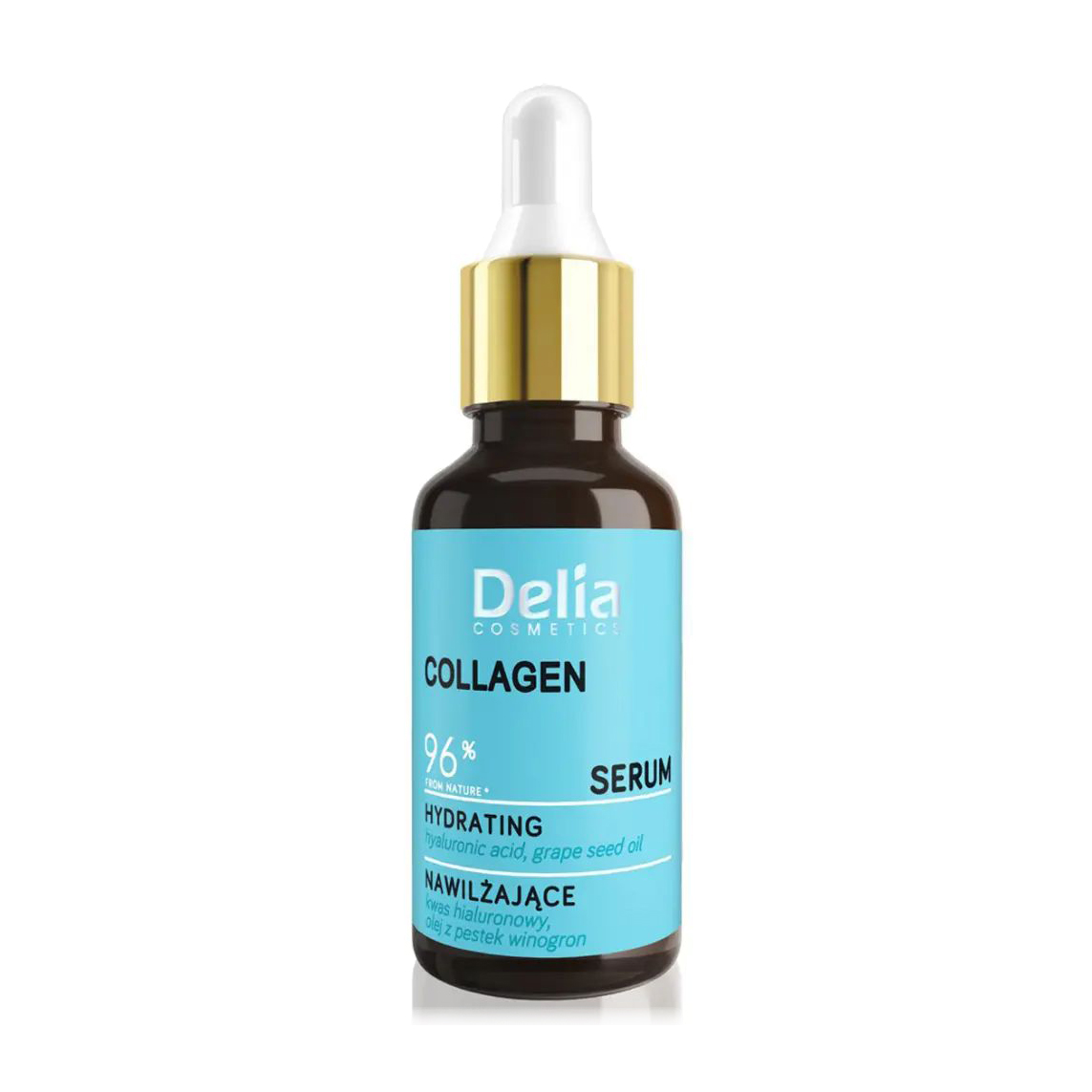

Уцінка! Зволожувальна сироватка для обличчя та шиї Delia Cosmetics Hydrating Collagen Serum з гіалуроновою кислотою, колагеном і олією винограду, 30 мл