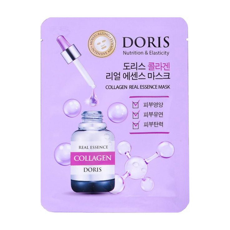 Акція на Ампульна тканинна маска для обличчя Doris Collagen Real Essence Mask з колагеном, 25 мл від Eva