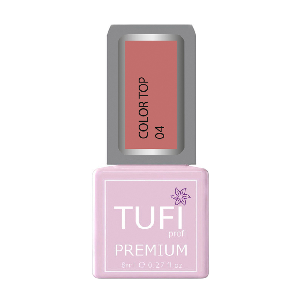 

Уцінка! Кольоровий топ для нігтів Tufi Profi Premium Color Top 04 Персиковий колір, 8 мл