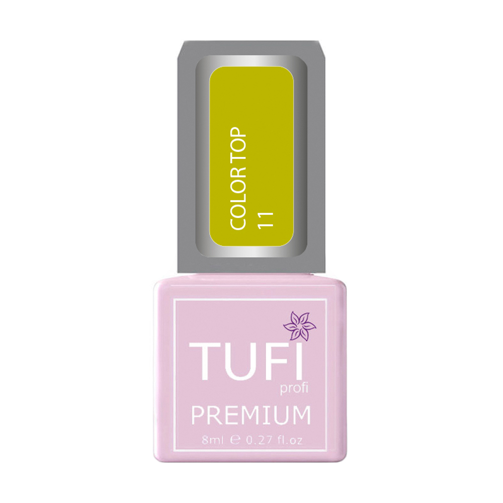 

Уцінка! Кольоровий топ для нігтів Tufi Profi Premium Color Top 11 Сонячний жовтий, 8 мл
