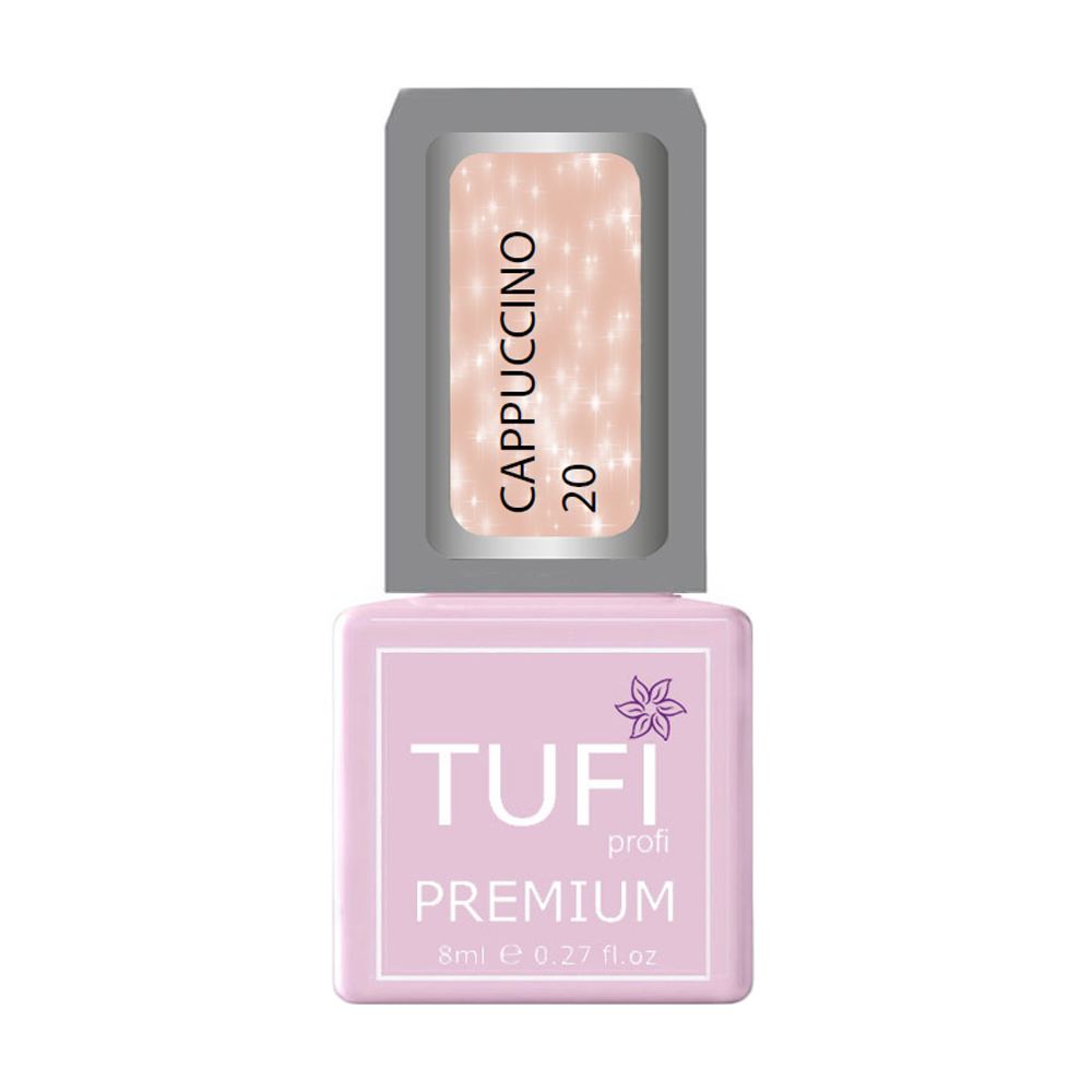 

Гель-лак для нігтів Tufi profi Premium Cappuccino 20 Кремовий айворі з блиском, 8 мл