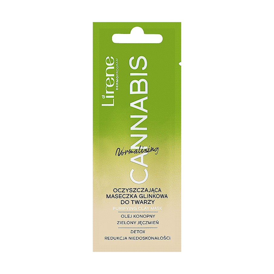 

Уцінка! Очищувальна глиняна маска для обличчя Lirene Cannabis Normalising Purifyng Clay Mask з коноплею, 6 мл
