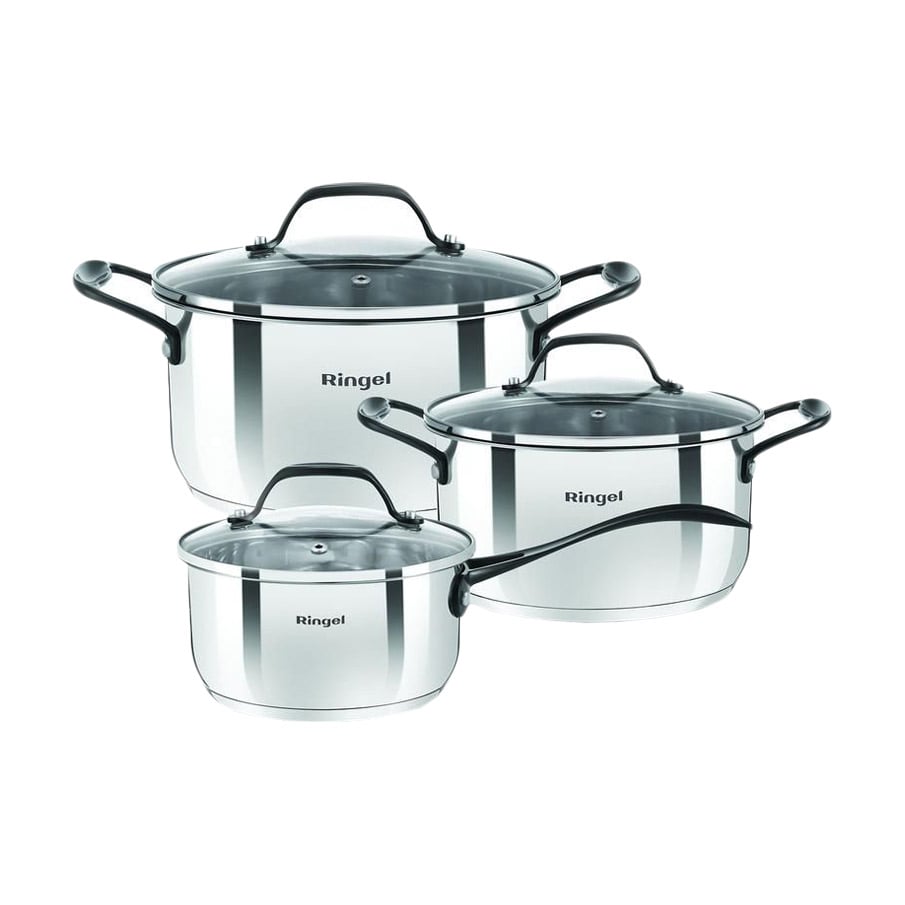 

Уцінка! Набір посуду з кришкою Ringel Elegance (ківш, 1.3 л + каструля, 2.7 л + каструля, 5.3 л), (RG-6008)