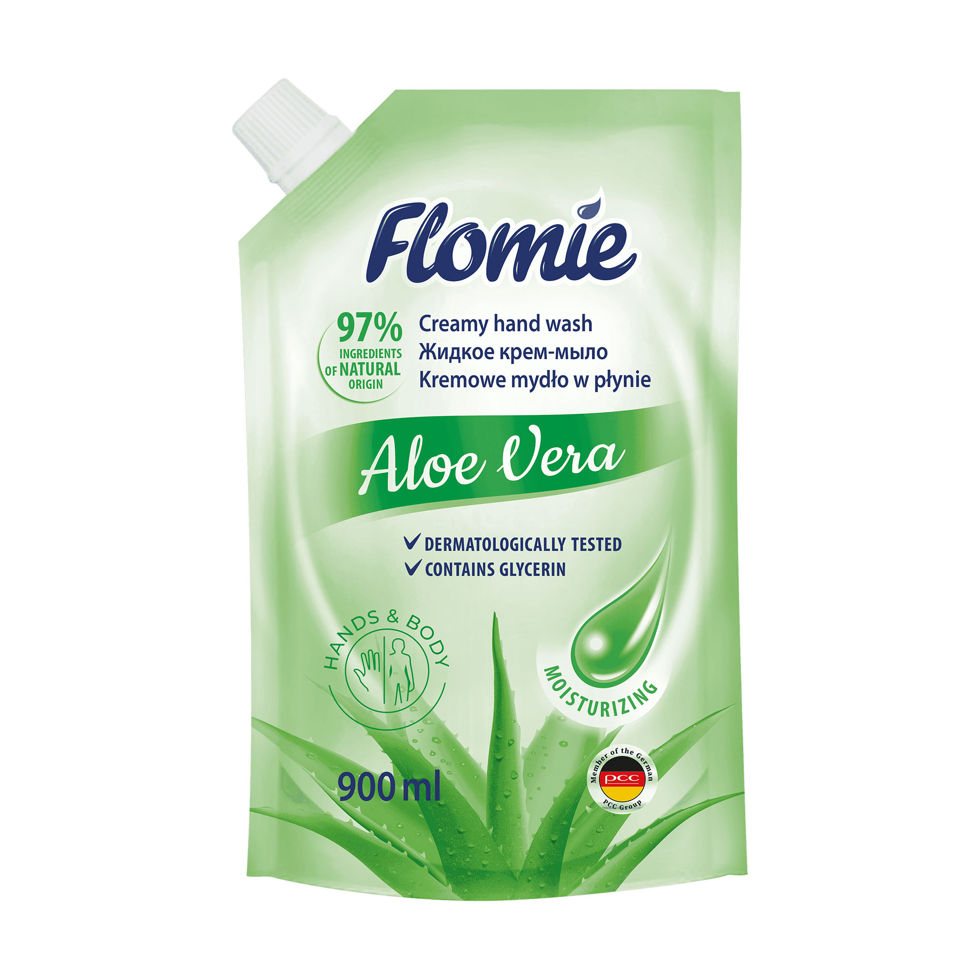 

Уцінка! Зволожувальне рідке крем-мило Flomie Aloe Vera Creamy Hand Wash, 900 мл (запаска)