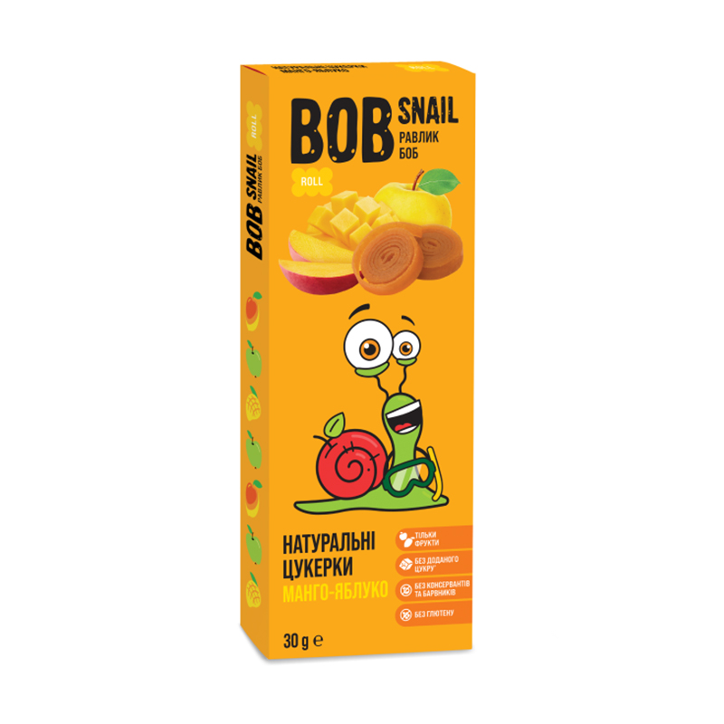 

Уцінка! Натуральні цукерки Bob Snail Манго-яблуко, 30 г