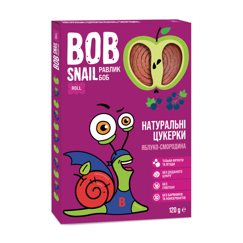 

Натуральні цукерки Bob Snail Яблуко-смородина, 120 г