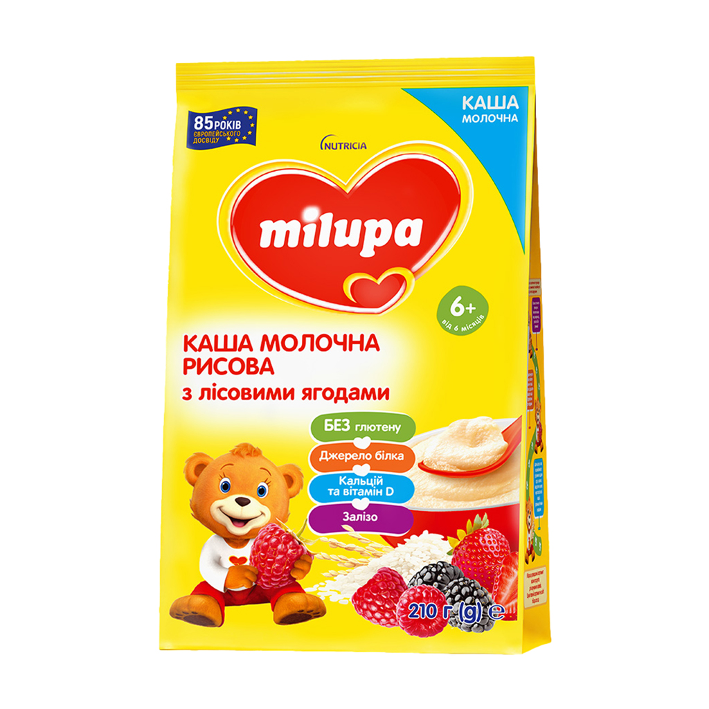 

Дитяча молочна каша Milupa Рисова, з лісовими ягодами, від 6 місяців, 210 г