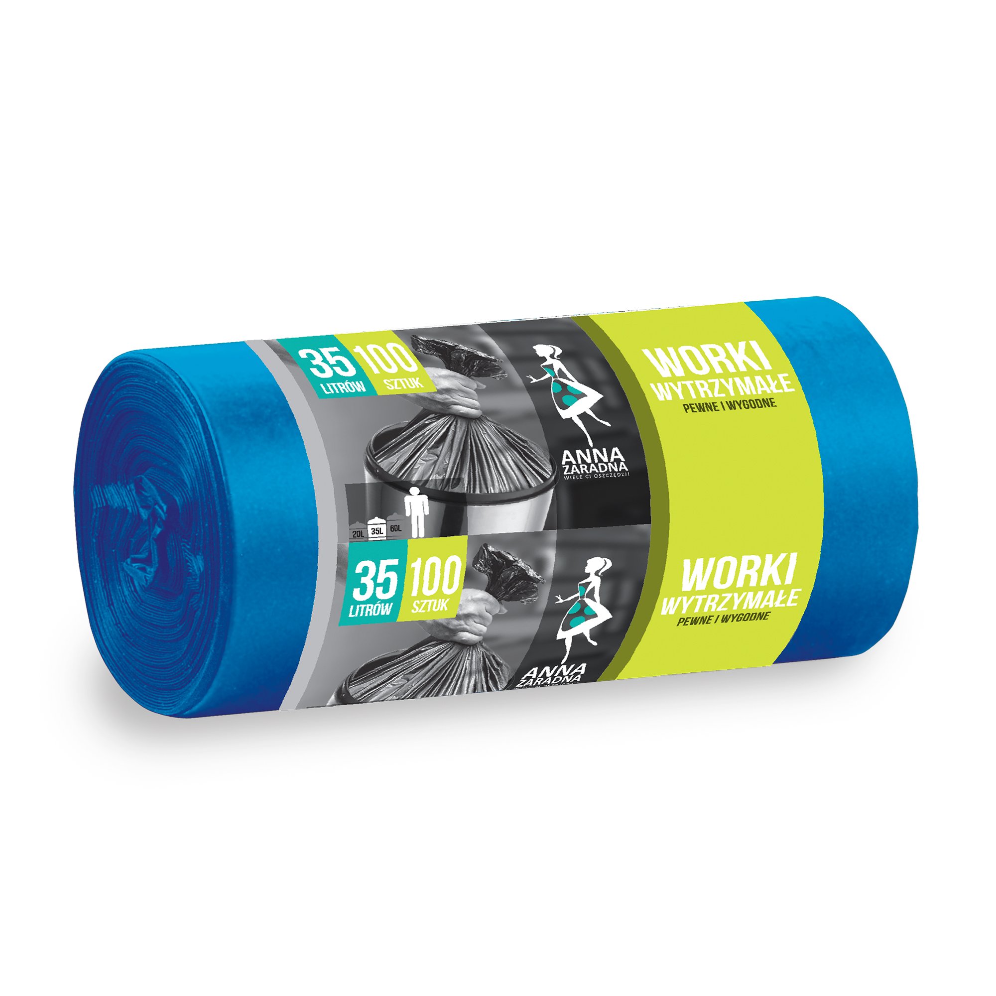 

Пакети для сміття Anna Zaradna HDPE сині 35 л, 100 шт