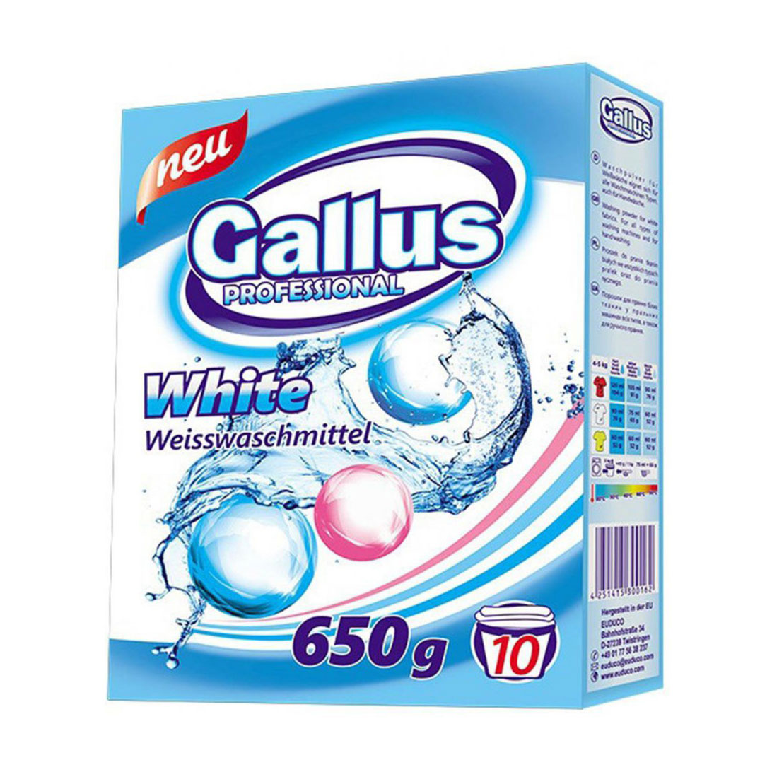 

Уцінка! Пральний порошок Gallus Professional White для білих речей, 10 циклів прання, 650 г