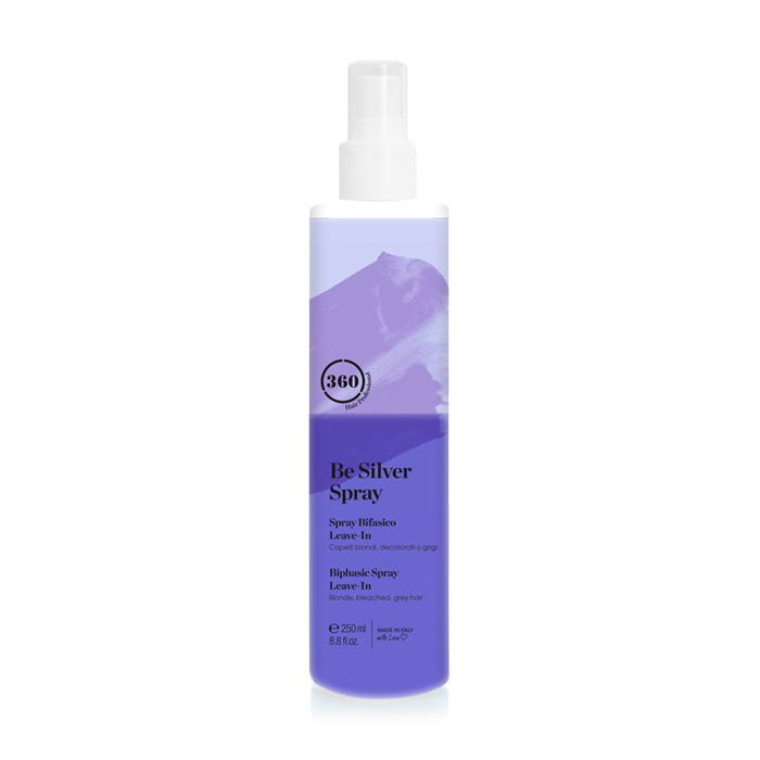 

Уцінка! Антижовтий незмивний спрей-кондиціонер 360 Hair Professional Be Silver Spray для світлого волосся, 250 мл