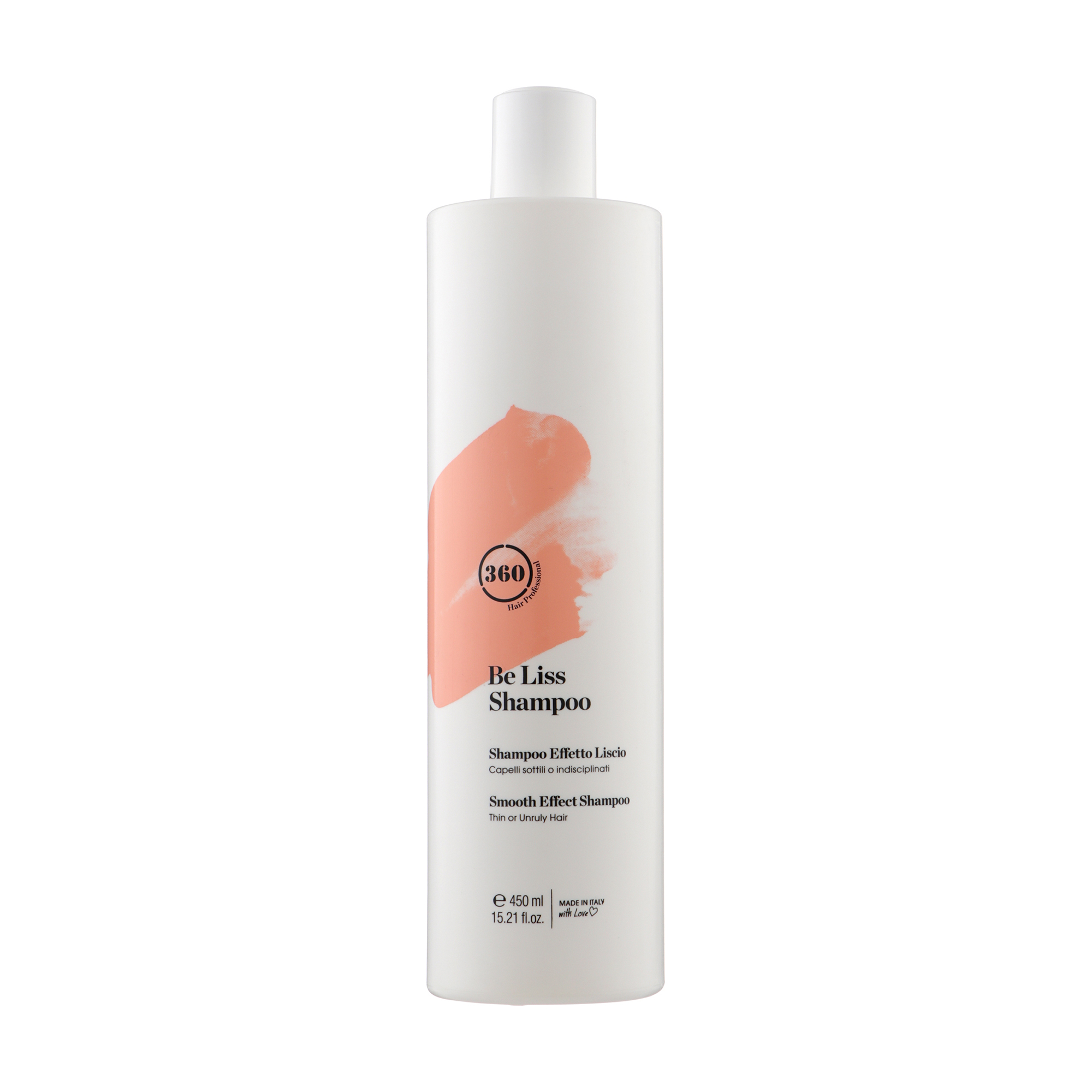 

Шампунь 360 Hair Professional Bee Liss Shampoo з ефектом розгладження, для тонкого та неслухняного волосся, 450 мл
