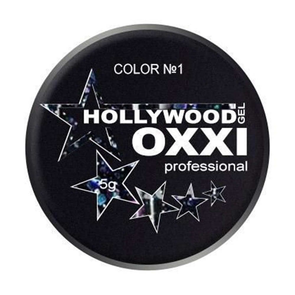 

Уцінка! Глітерний гель для манікюру Oxxi Professional Hollywood 1 Чорний з голографічним ефектом, 5 г