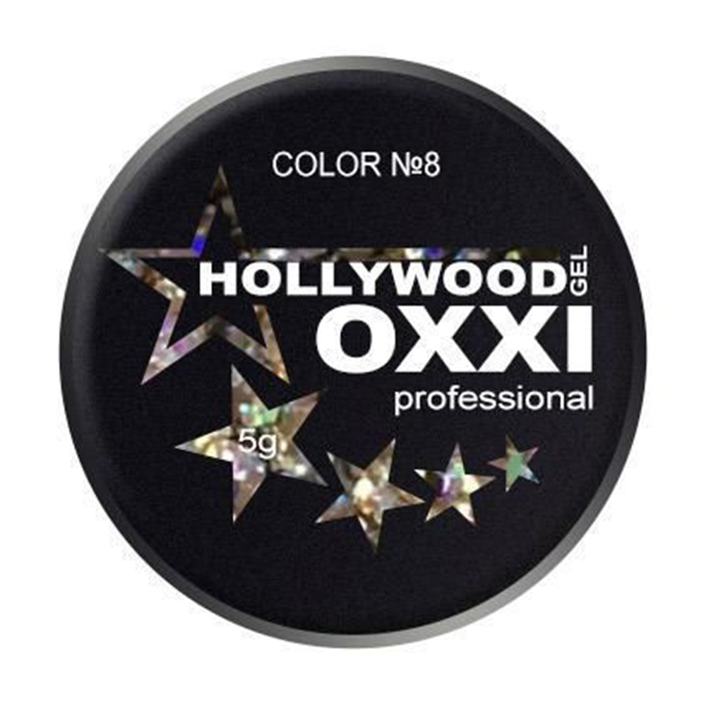 

Уцінка! Глітерний гель для манікюру Oxxi Professional Hollywood 8 Сріблясто-золотистий голографічний мікс, 5 г