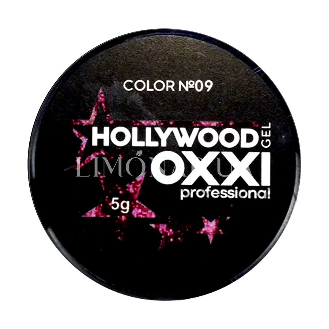

Глітерний гель для манікюру Oxxi Professional Hollywood 9 Рожева малина з голографічним ефектом, 5 г