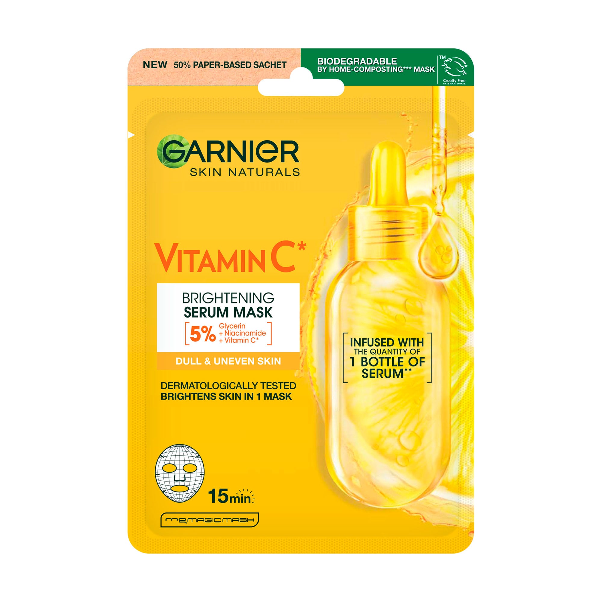

Тканинна маска для обличчя Garnier Skin Naturals Vitamin C Sheet Mask, 28 г