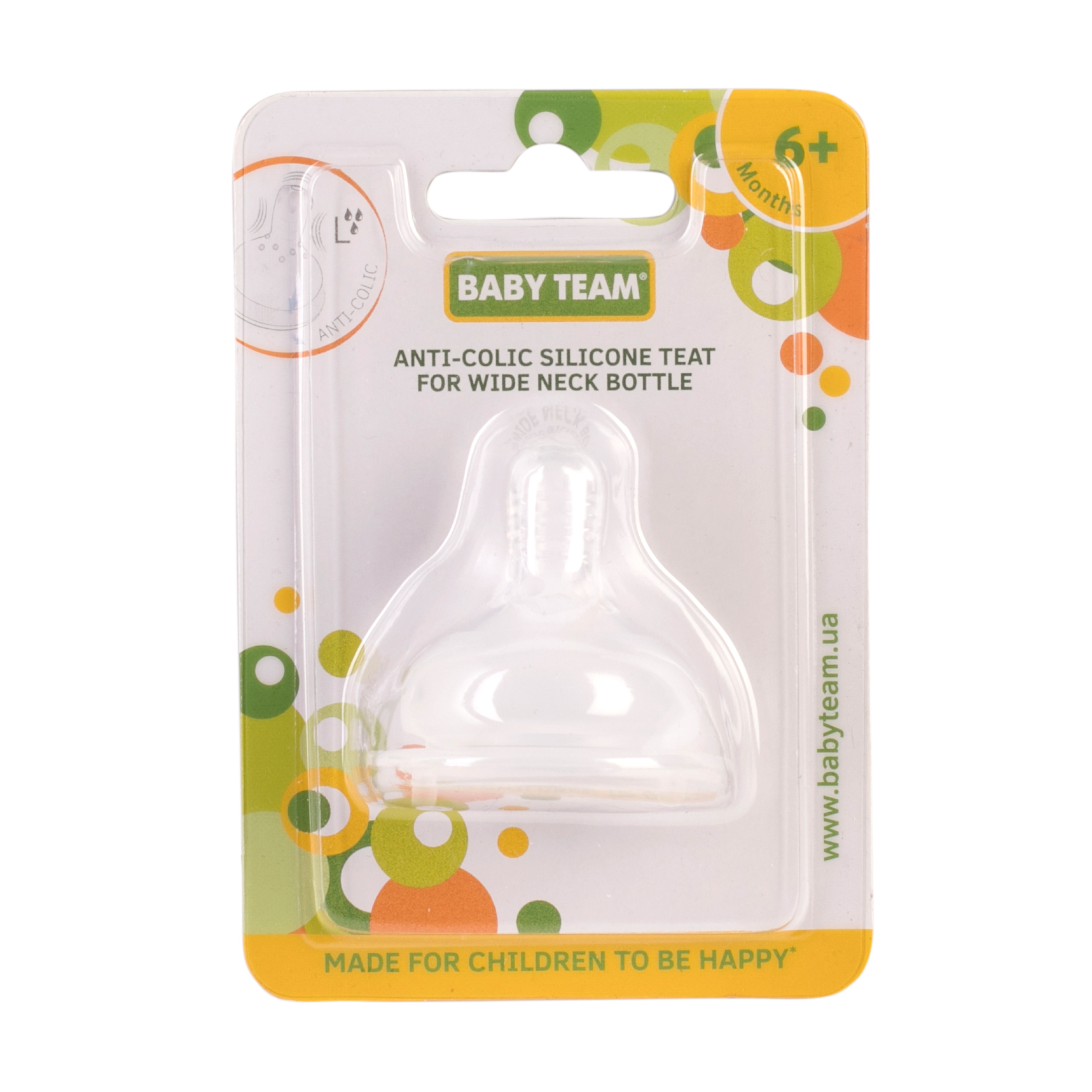 

Соска силіконова антиколікова для пляшечки з широким горлом Baby Team швидкий потік, від 6 місяців, 1 шт (2026)