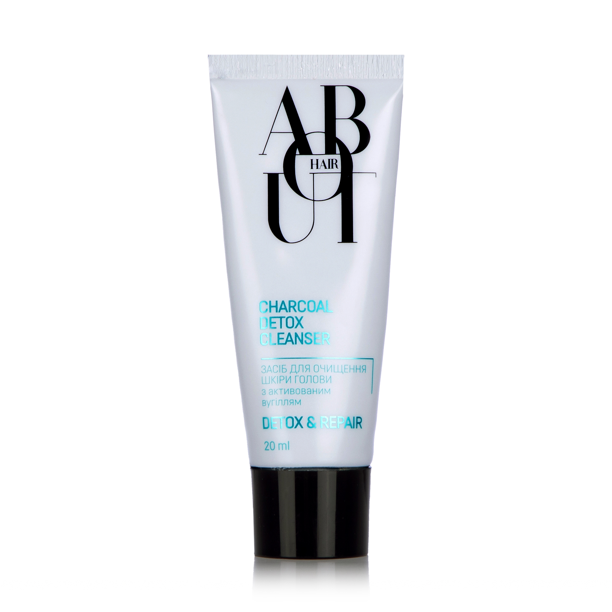 

Засіб для очищення шкіри голови ABOUT hair Detox & Repair Charcoal Detox Cleanser з активованим вугіллям, 20 мл