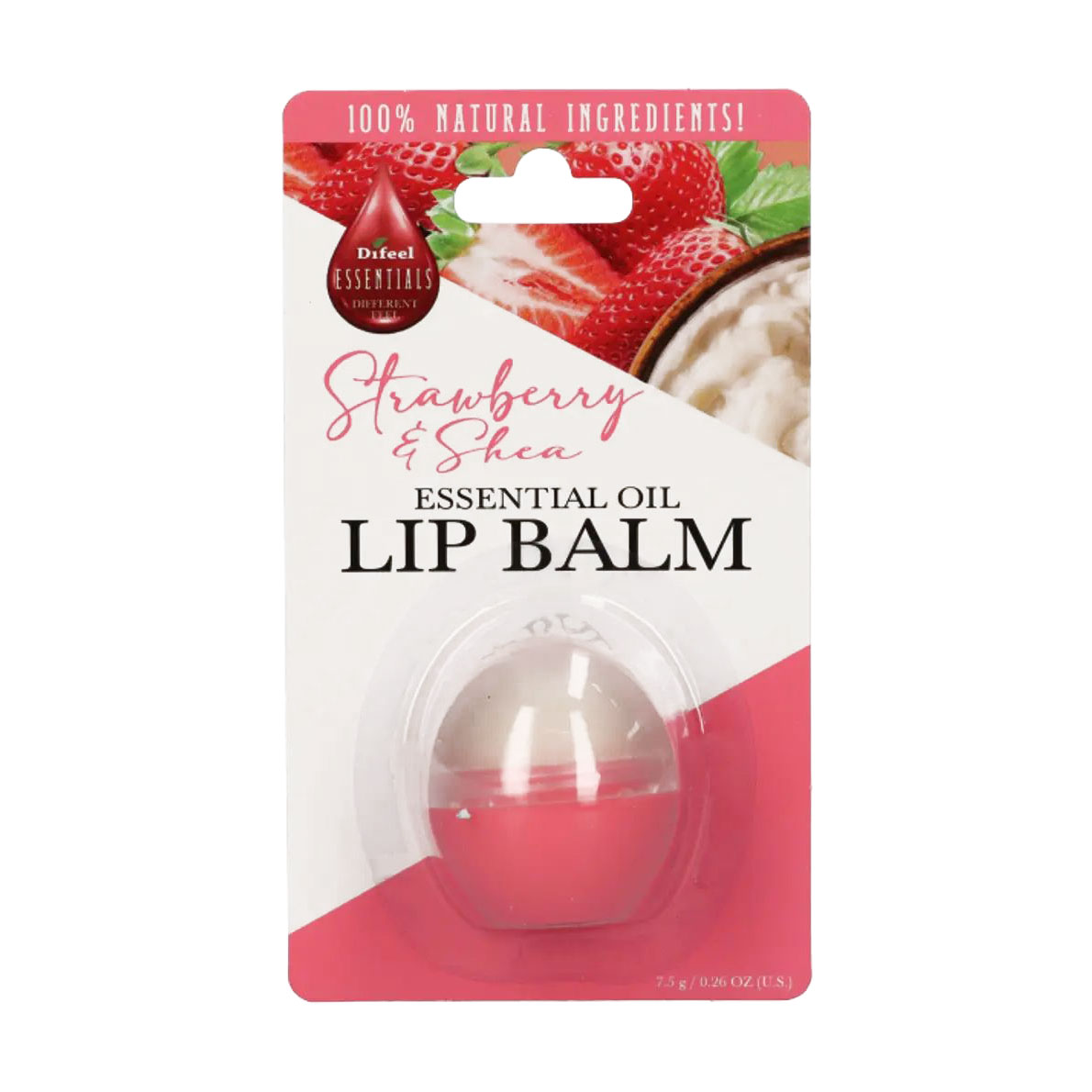 

Бальзам для губ Difeel Essentials Strawberry & Shea Lip Balm Полуниця та олія ши, 7.5 г