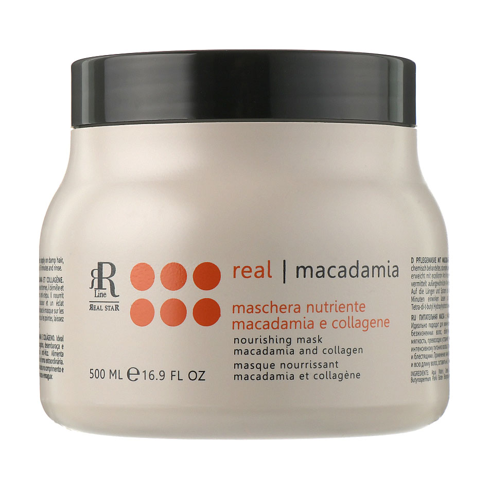 

Живильна маска для волосся RR Line Macadamia Star Nourishing Mask з олією макадамії та колагеном, 500 мл