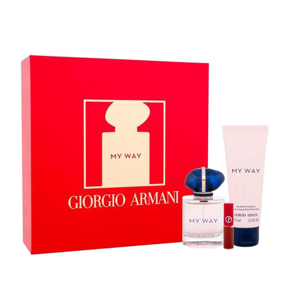 

Уцінка! Парфумований набір жіночий Giorgio Armani My Way (парфумована вода, 50 мл + лосьйон для тіла, 75 мл + помада для губ 206, 1.5 мл)