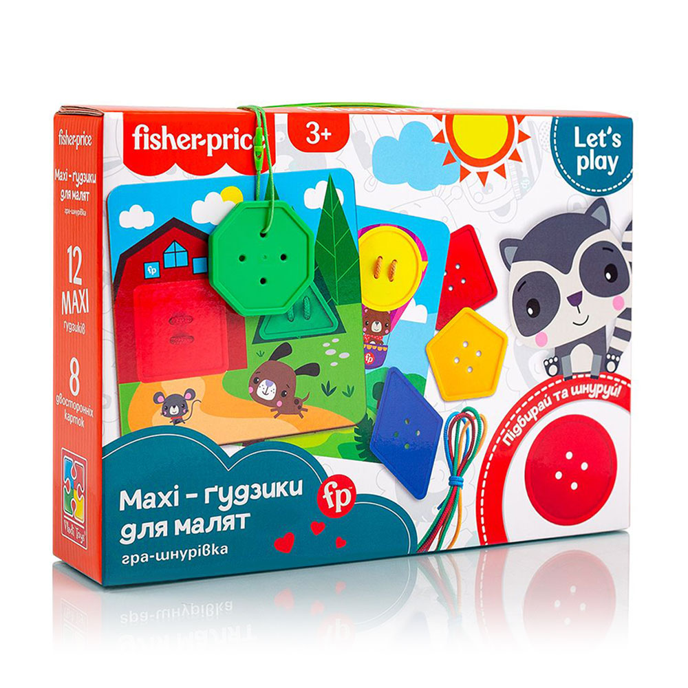 

Гра-шнурівка Vladi Toys Fisher-Price Maxi-ґудзики, українською мовою, від 3 років, 24 деталі (VT2905-22)