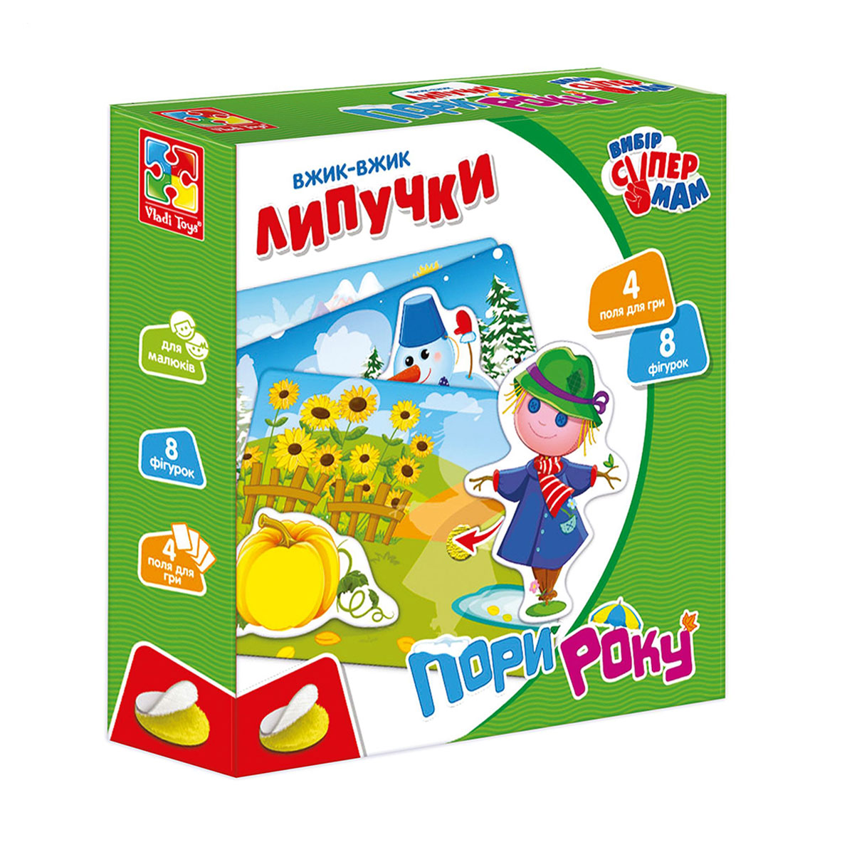 

Розвивальна гра Vladi Toys Вжик-вжик Липучки Пори року, від 3 років (VT1302-23)