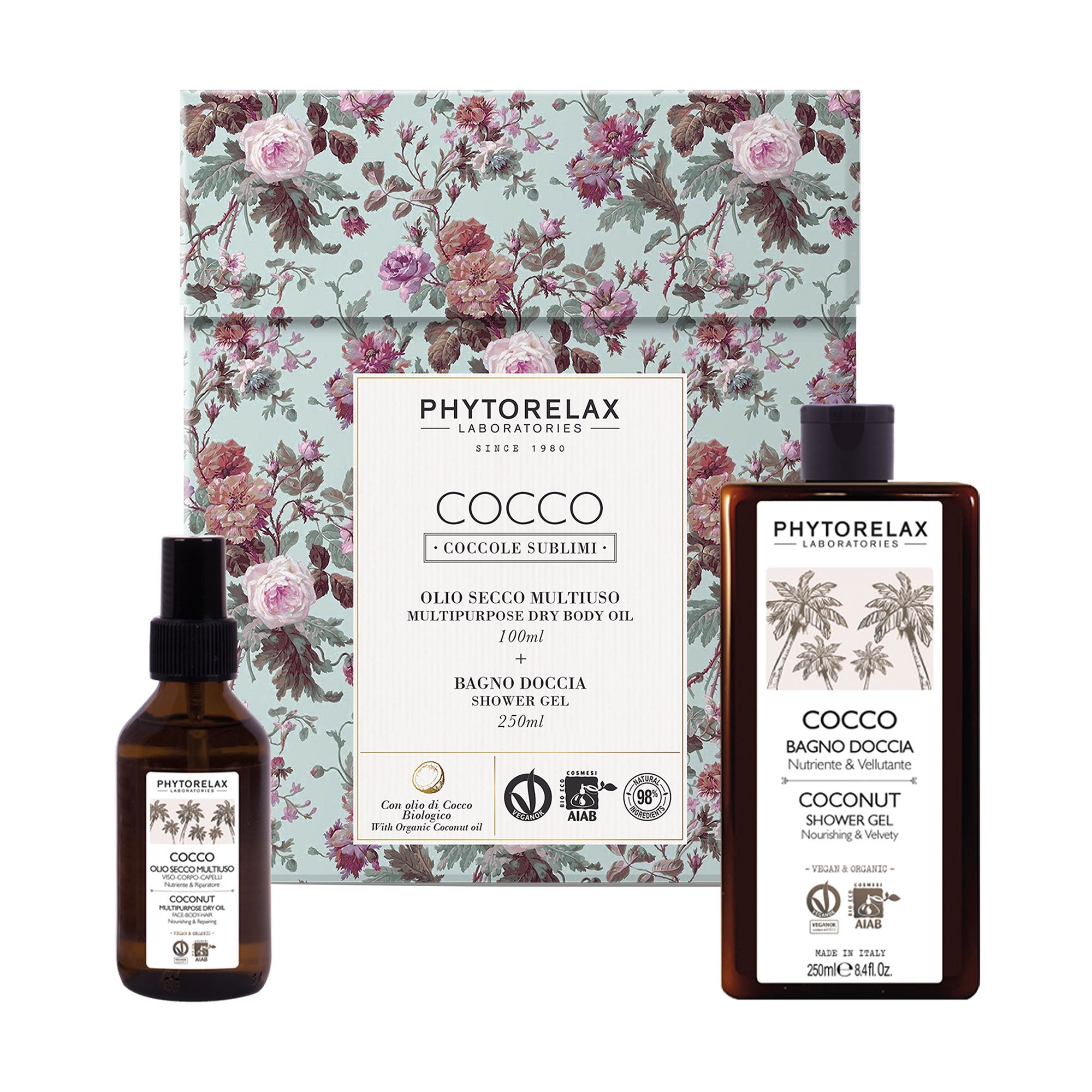

Уцінка! Набір для тіла та волосся Phytorelax Laboratories Coconut (гель для душу, 250 мл + олія для волосся і тіла, 100 мл)