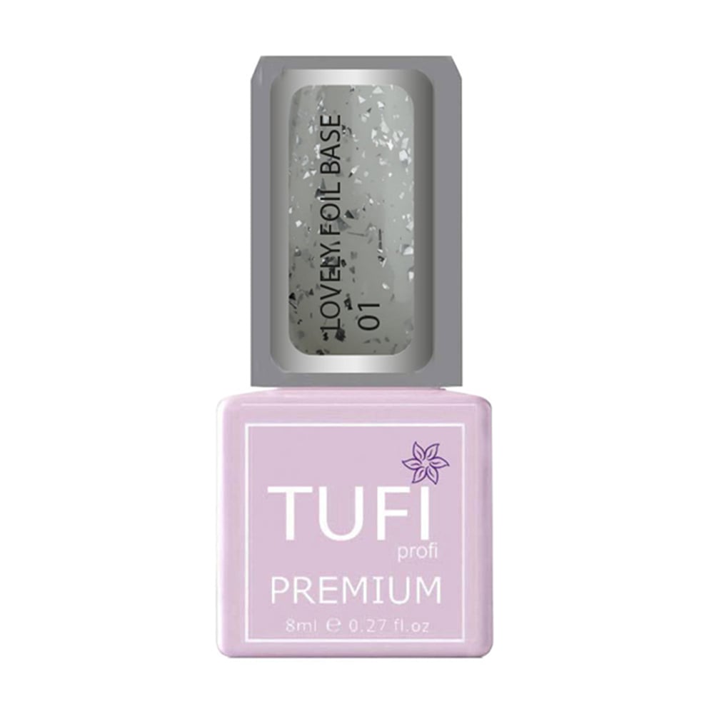 

База для гель-лаку Tufi profi Premium Lovely Foil Base з фольгою, 01 Мілкшейк, 8 мл