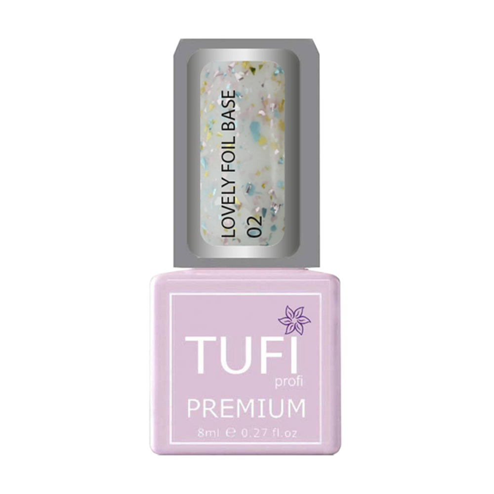

Уцінка! База для гель-лаку Tufi profi Premium Lovely Foil Base з фольгою, 02 Конфетті, 8 мл