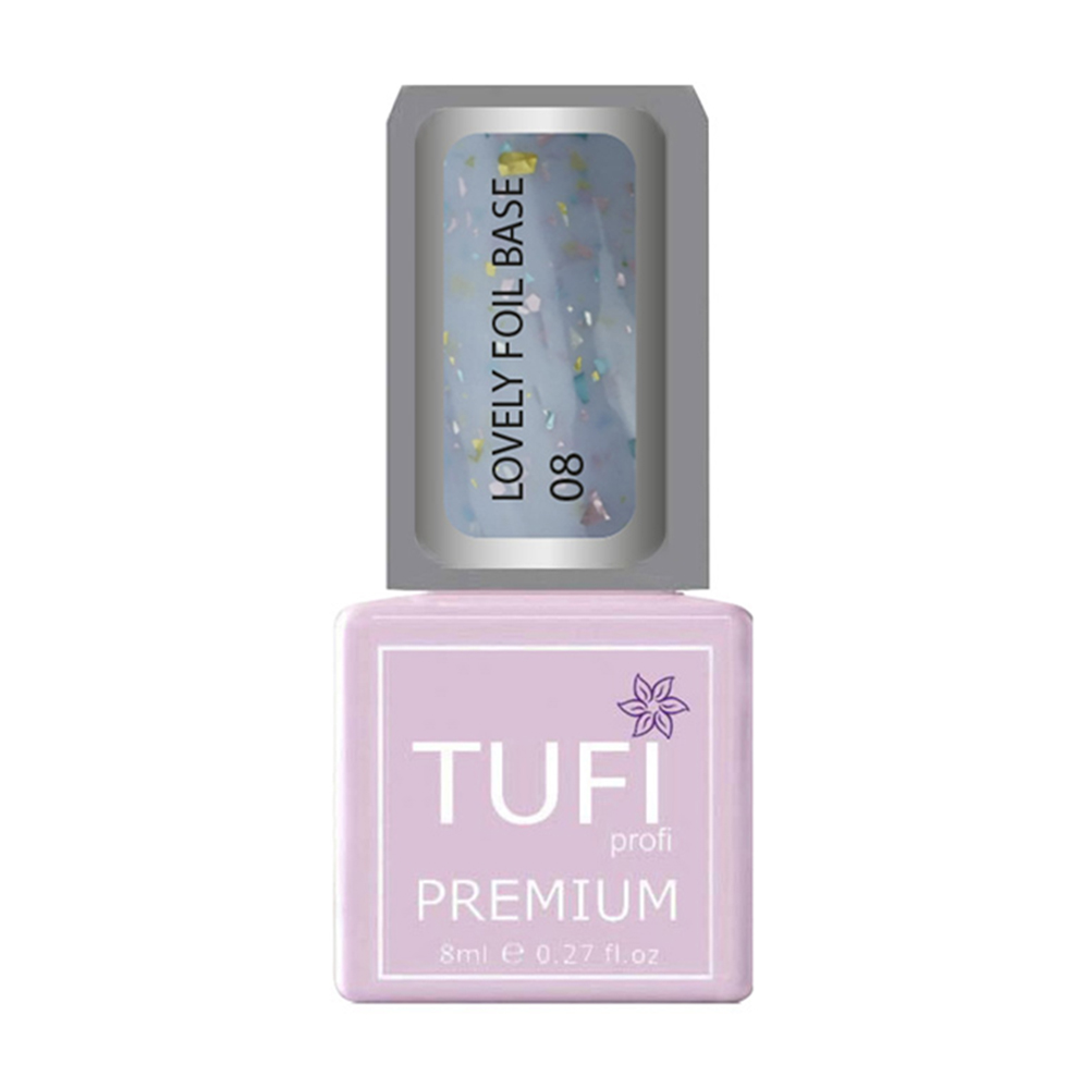 

База для гель-лаку Tufi profi Premium Lovely Foil Base з фольгою, 08 Синій туман, 8 мл