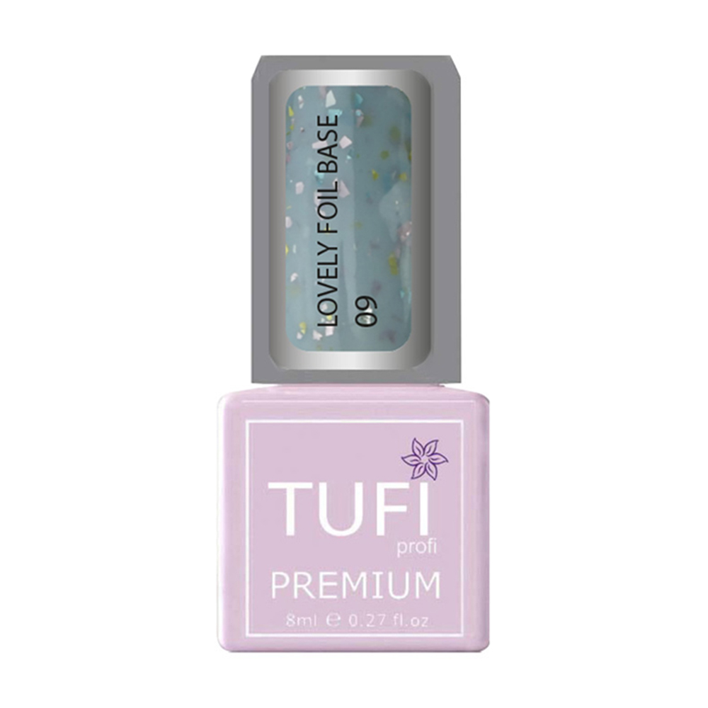 

Уцінка! База для гель-лаку Tufi profi Premium Lovely Foil Base з фольгою, 09 М`ятний льодяник, 8 мл