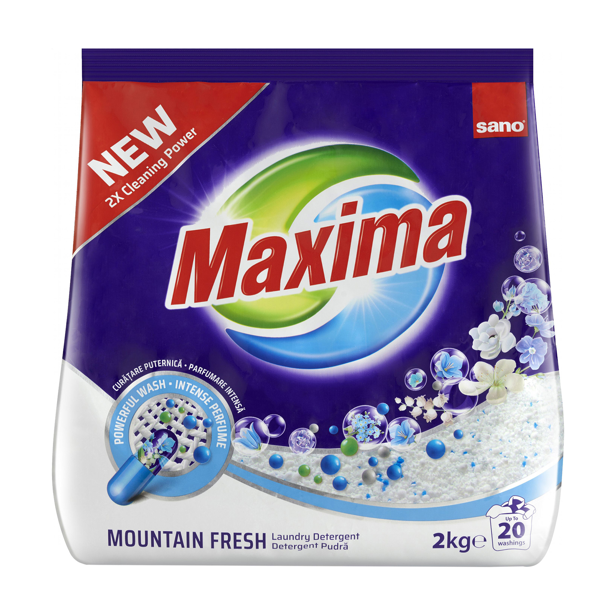 

Пральний порошок SANO Fresh Mountain, 20 циклів прання, 2 кг