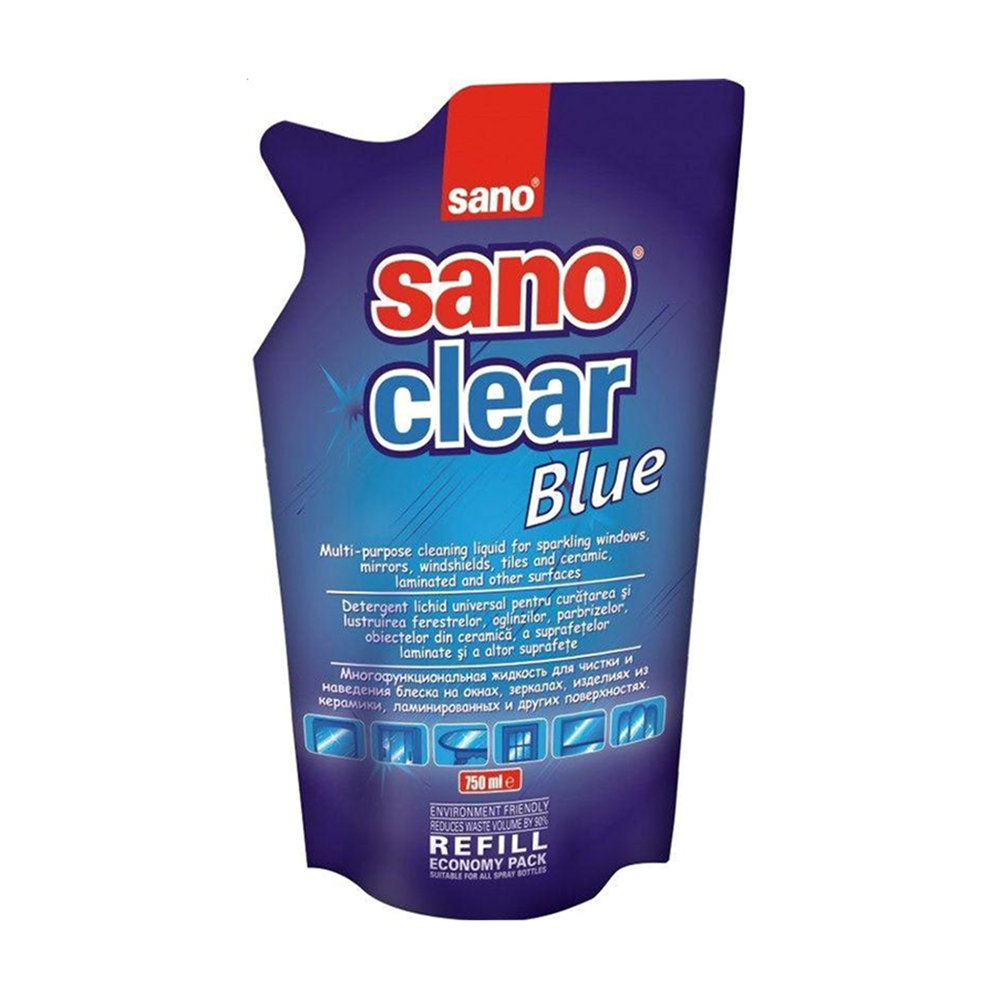 

Уцінка! Засіб для миття скла Sano Clear Blue, 750 мл (запаска)