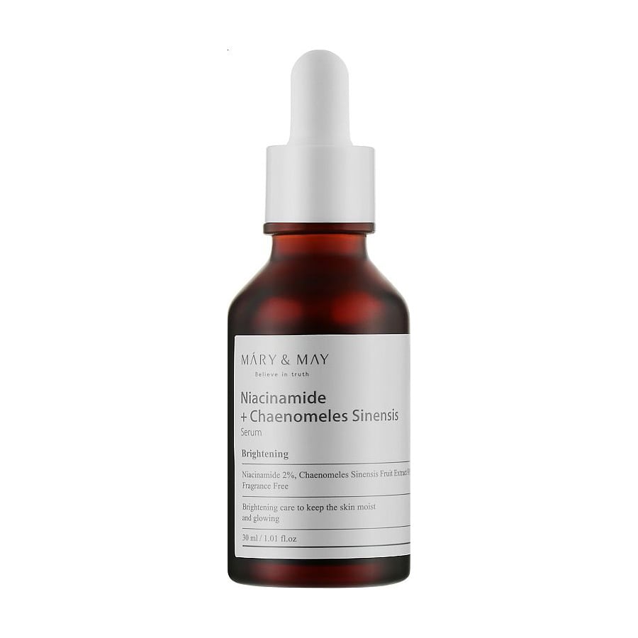 

Освітлювальна сироватка для обличчя Mary & May Niacinamide + Chaenomeles Sinensis Serum з ніацинамідом і хеномелесом, 30 мл