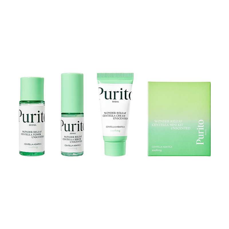 

Уцінка! Набір засобів-мініатюр Purito Seoul Wonder Releaf Centella Mini Kit Unscented з центелою, без олій (тонер, 30 мл + сироватка, 15 мл + крем, 12 мл)