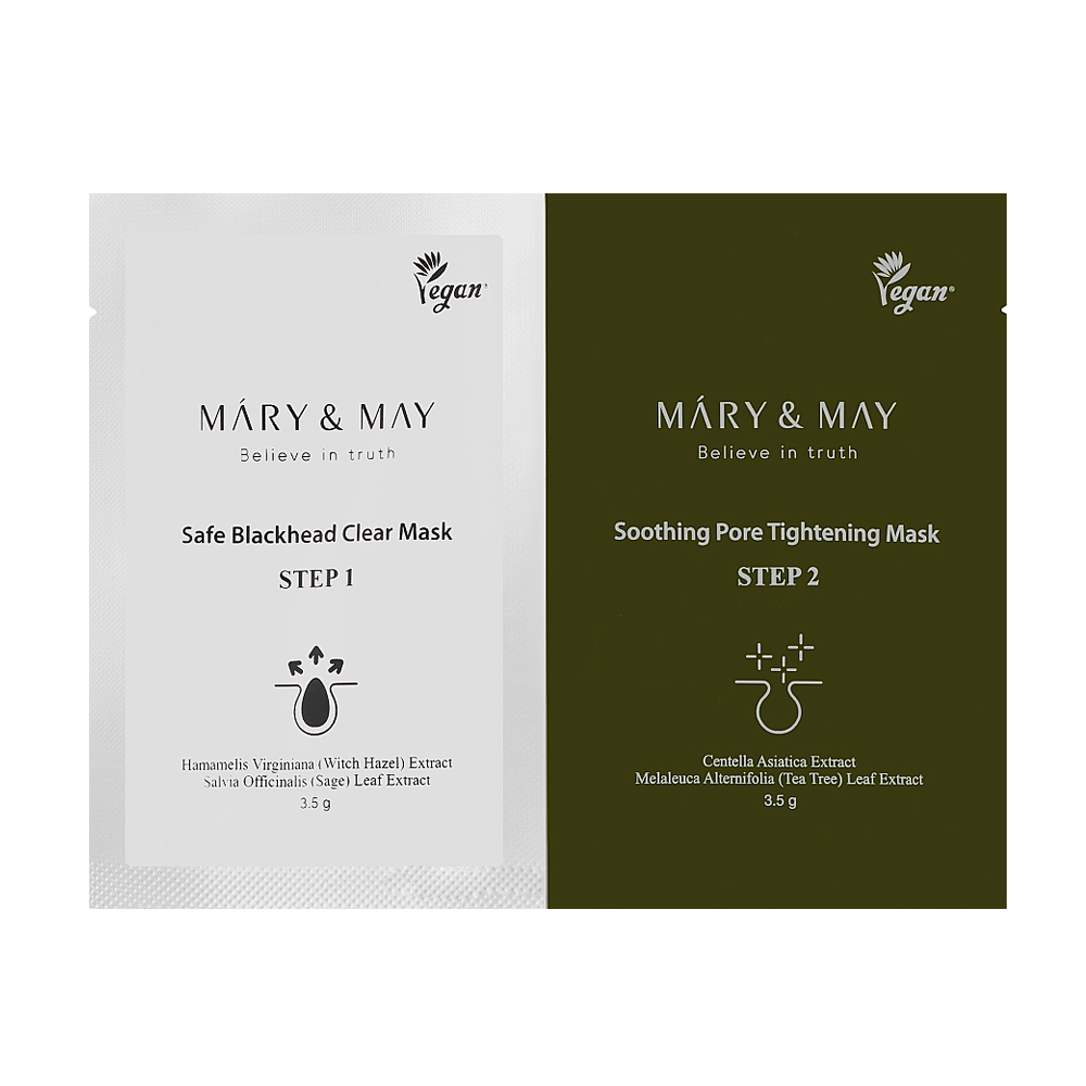 

Уцінка! Щоденна маска для носа для захисту від чорних цяток Mary & May Daily Safe Black Head Clear Nose Pack, 20*3,5 г