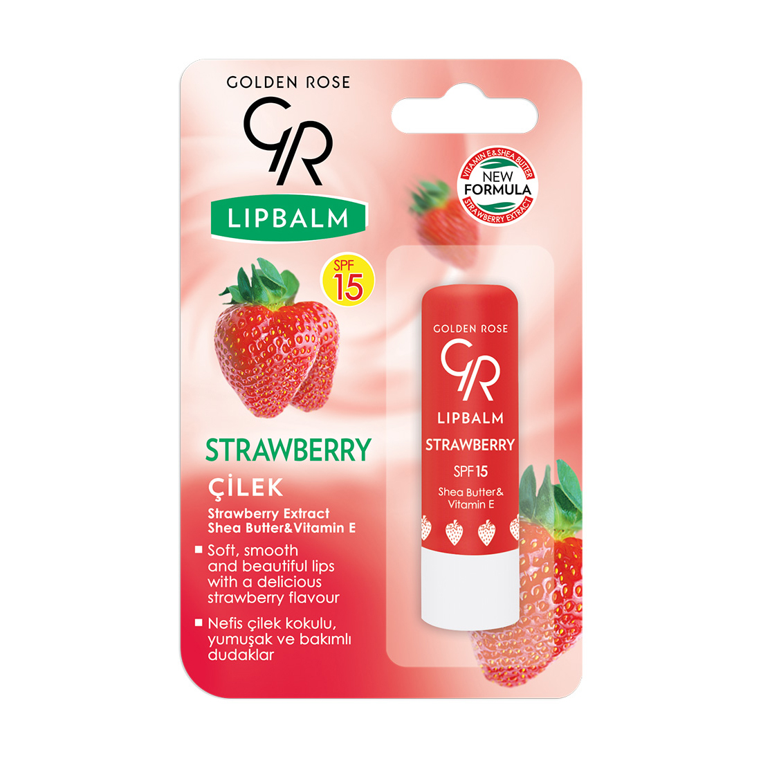 

Бальзам для губ Golden Rose Lip Balm Strawberry SPF15 Полуниця, 4.6 г