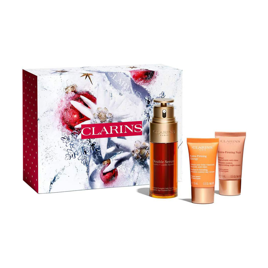 

Набір для обличчя Clarins Extra Firming (сироватка, 50 мл + денний крем, 15 мл + нічний крем, 15 мл + косметичка)