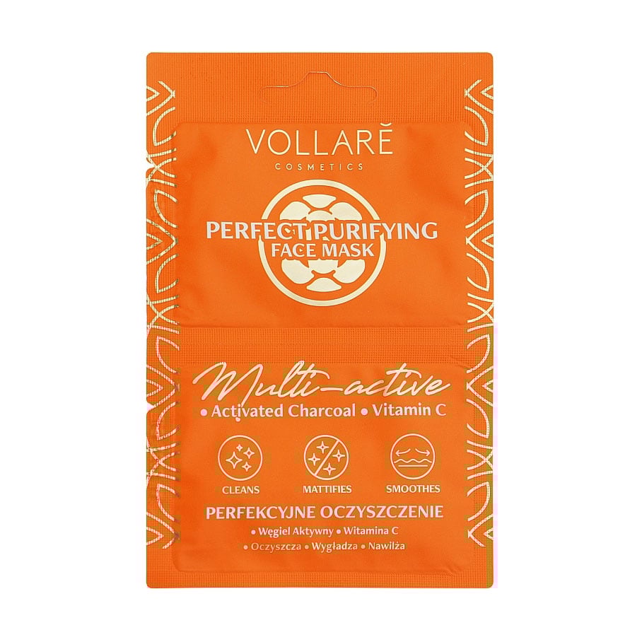 

Уцінка! Маска для обличчя, шиї та декольте Vollare Cosmetics Multi-Activ Detox Mask Детокс з активованим вугіллям та вітаміном С, 2*5 мл
