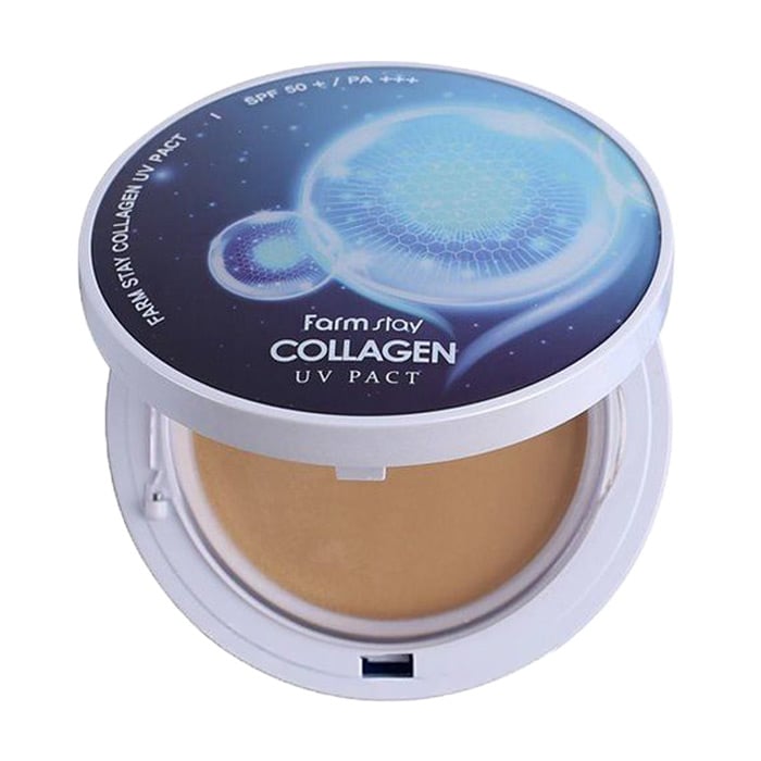 

Уцінка! Компактна пудра для обличчя FarmStay Collagen UV Pact SPF 50+ PA+++ з колагеном, зі змінним блоком, тон 13, 2*12 г