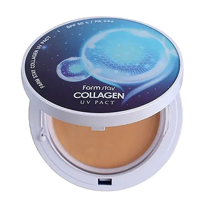 

Компактна пудра для обличчя FarmStay Collagen UV Pact SPF 50+ PA+++ з колагеном, зі змінним блоком, тон 21, 2*12 г