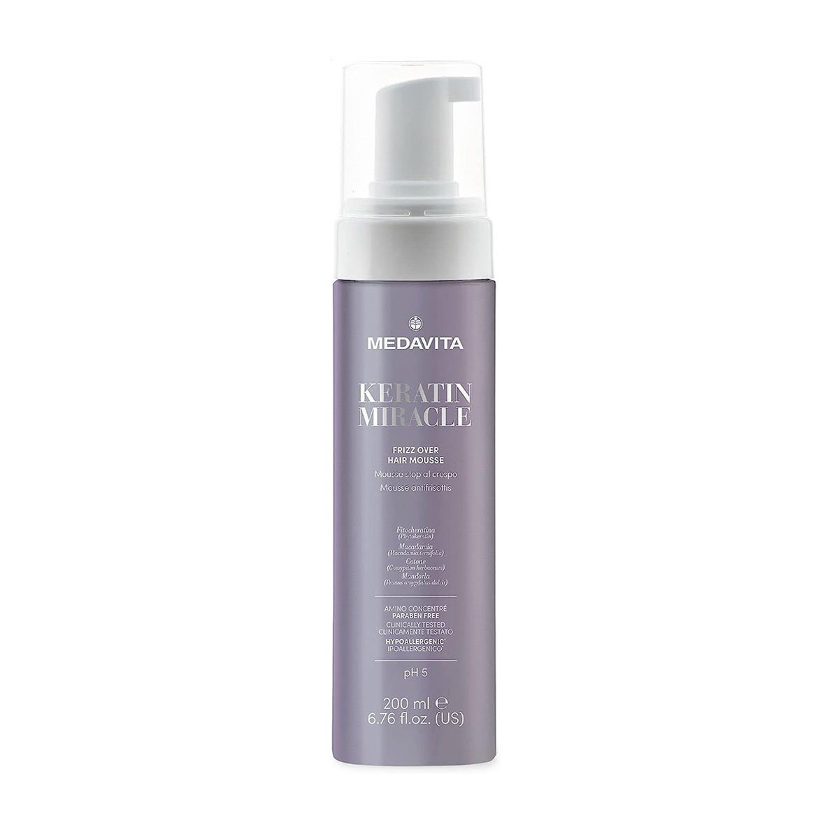 

Мус Medavita Keratin Miracle Frizz Over Hair Mousse проти пухнастості волосся, 200 мл