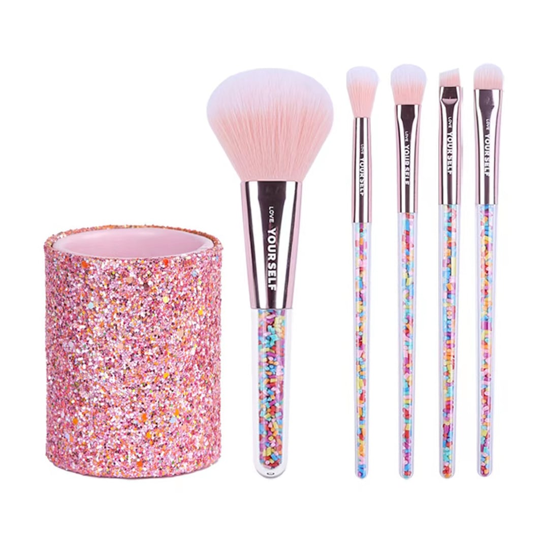 

Набір професійних косметичних пензлів Z'oreya N0662-85187-001 (пензель, 5 шт + тубус для зберігання)